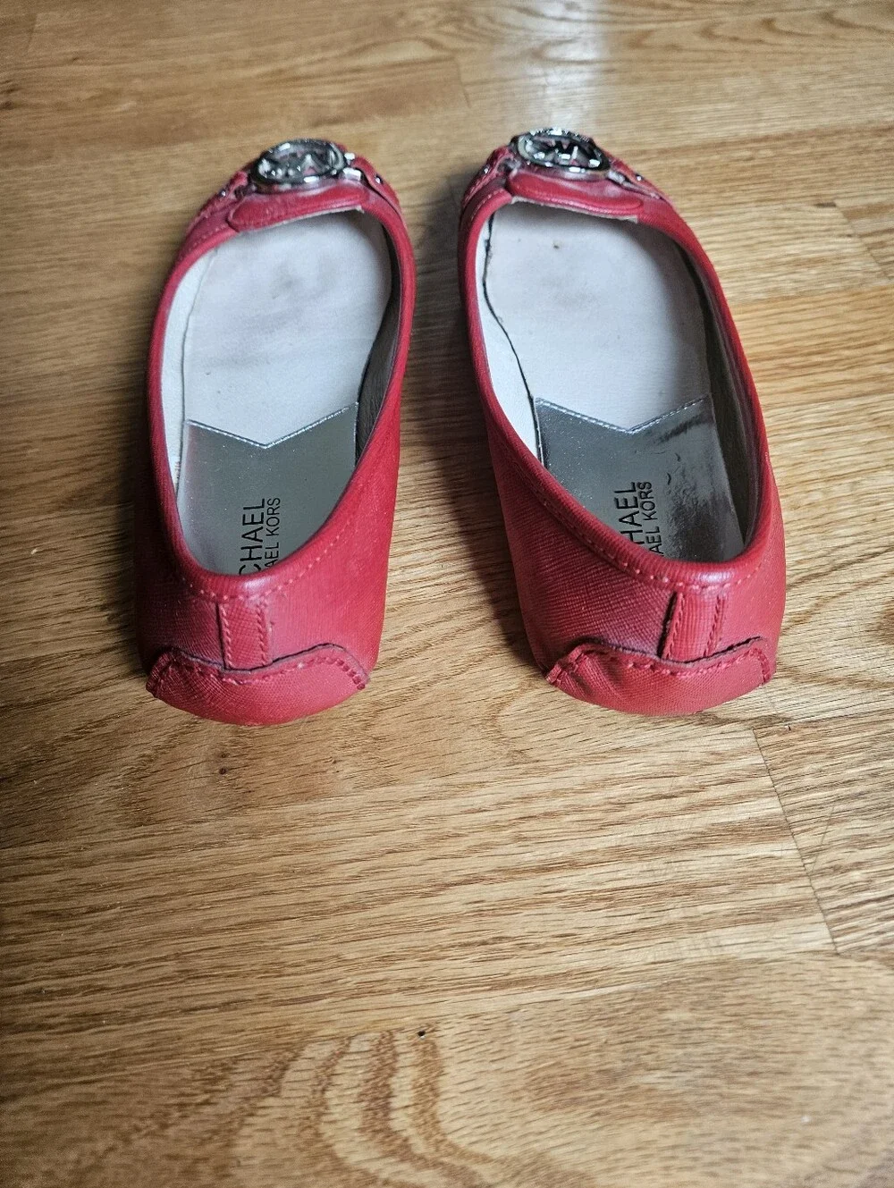 MK Red Flat Shoes Slip Ons 8